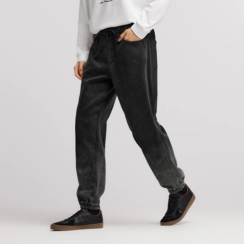 Men's Gradient Denim Jogger Jeans - Oversized Fit Winter Street Style Trousers
