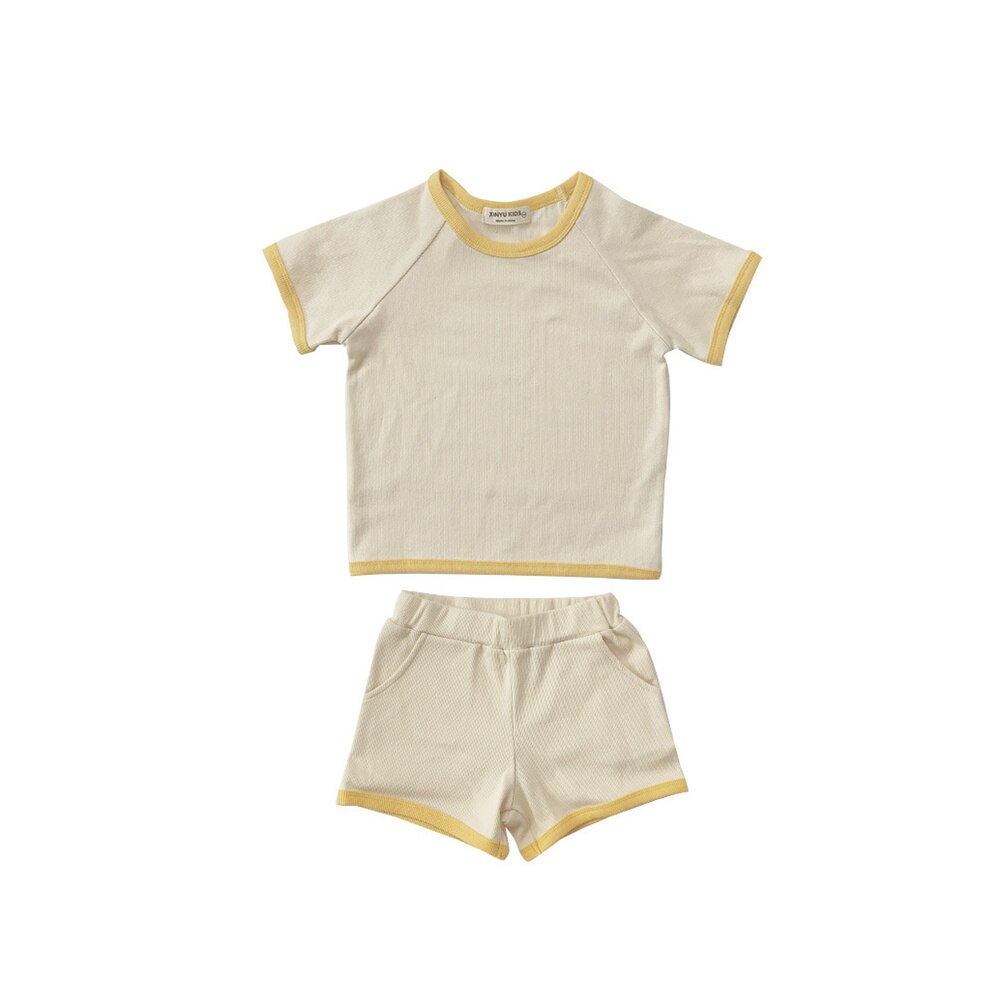 Baby's Ribbed Short Sleeve T-shirts and Shorts 2Pcs Outfits Set