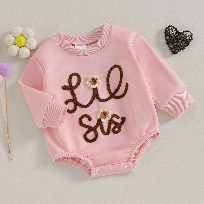 0-4Y Baby Girls Sweatshirt/Romper Letter Embroidery Long Sleeve Lovely Jumpsuits