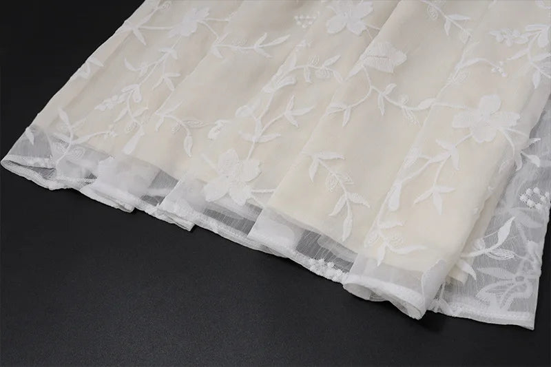 White Jacquard Maxi Skirt - Elegant Low Rise Y2K Summer Skirt