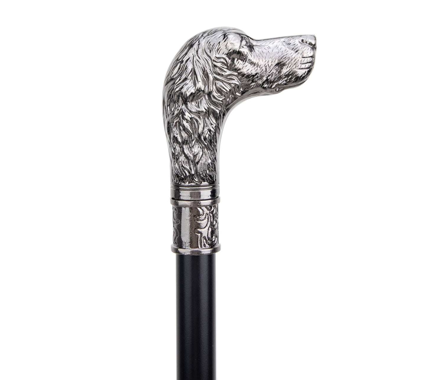 Elegant Dog Head Walking Cane - Decorative Silver Walking Stick 93cm