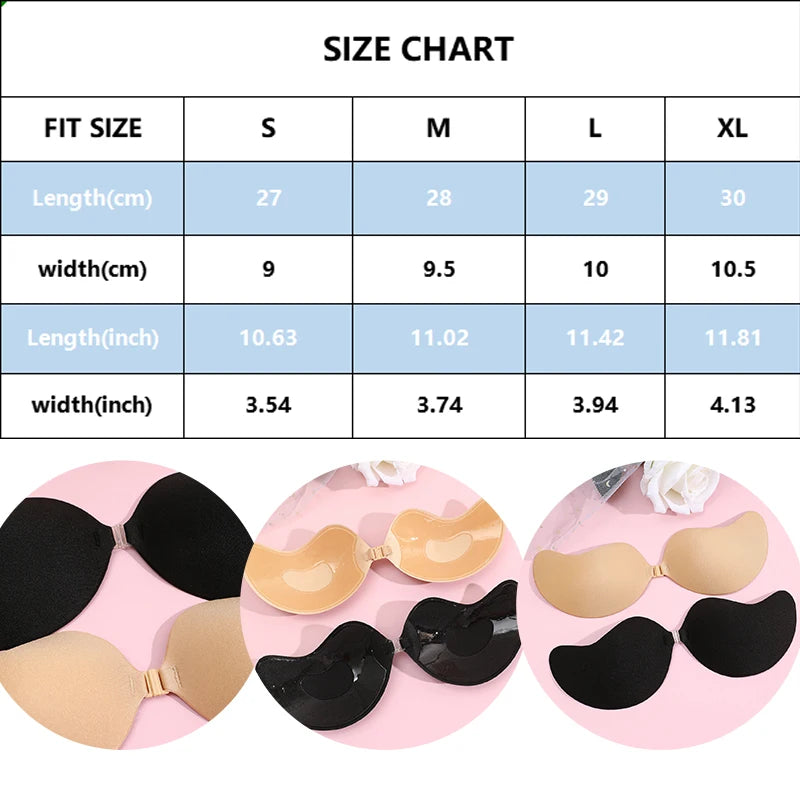Invisible Push-Up Bra Set - Strapless Seamless Adhesive Bralettes (2 Pairs)