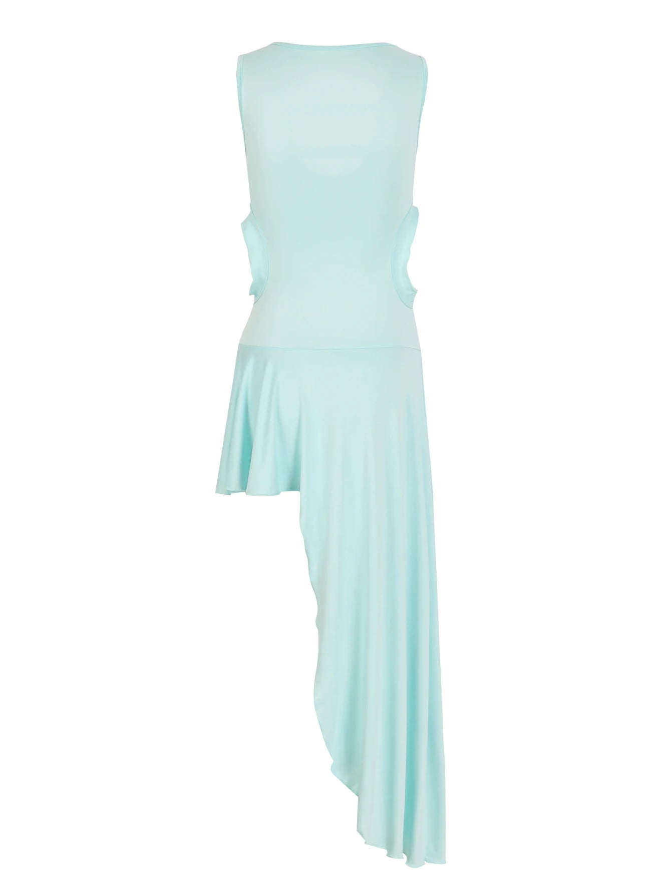 Women's Flounced Edge Round-neck Sleeveless Naked Waist Irregular Swing Long Dress