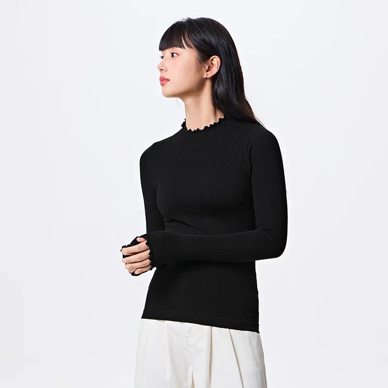 Women's Seamless Thermal Base Top - Half Turtleneck Slim Fit Undershirt