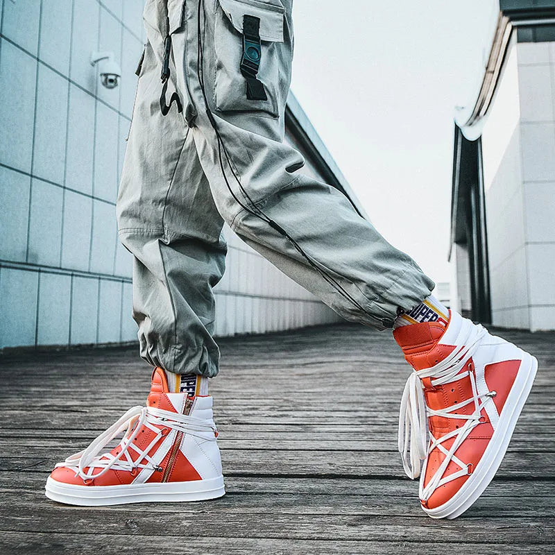 Men's Casual High-top Sports Strap Design Sneakers