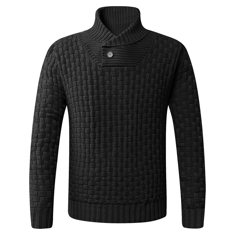 Men's Turn Down Collar Knitted Sweater - Slim Fit Casual Pullover