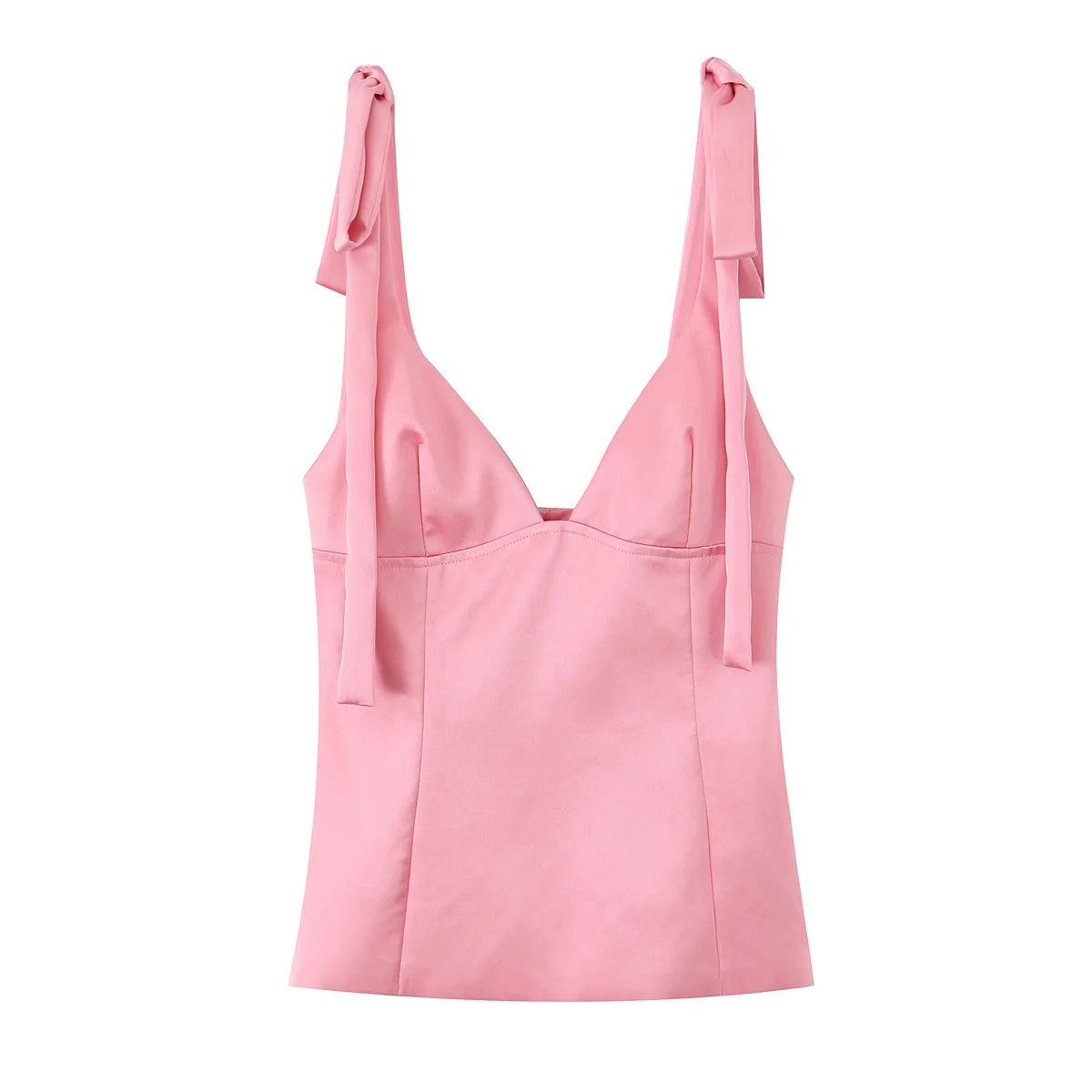 Women's Summer Sleeveless Slim Fit Butterfly Bow Decoration Silk Texture Top