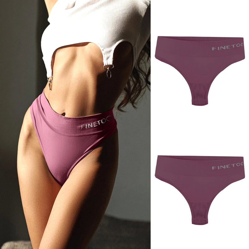 Seamless High Waist Thongs - 2 Pack Plus Size Underwear