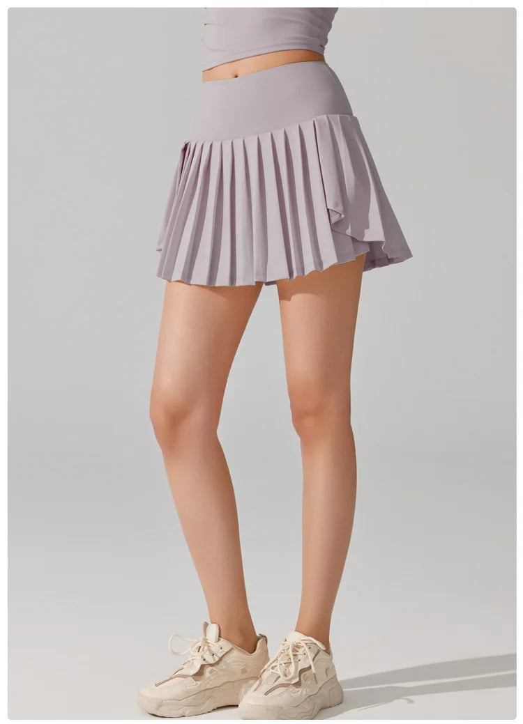 Women's High Waist Tennis Skort - Quick Dry Workout Skirt with Pockets