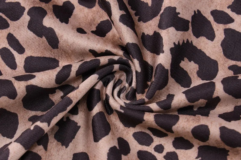 Leopard V Neck Backless Halter Bodycon Jumpsuit