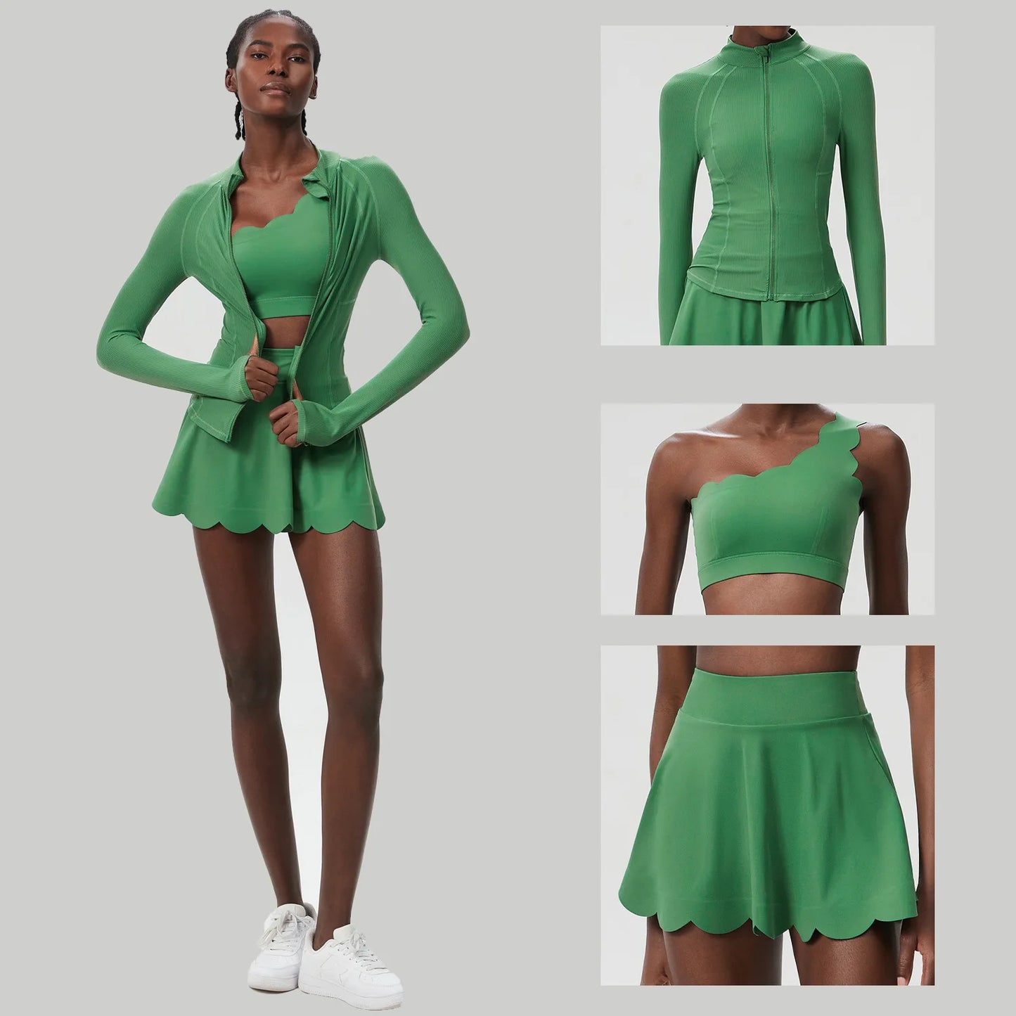 Women's 3-Piece Fitness Set with Tennis Skirt