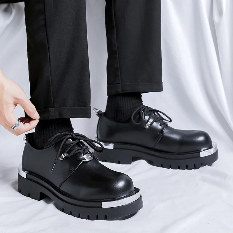 Men's Platform PU Leather Lace-up Shoes