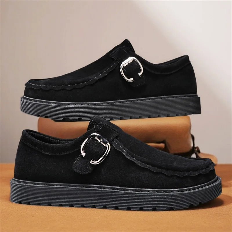 Men's Platform Sneakers - Buckle Closure Tennis Sports Shoes