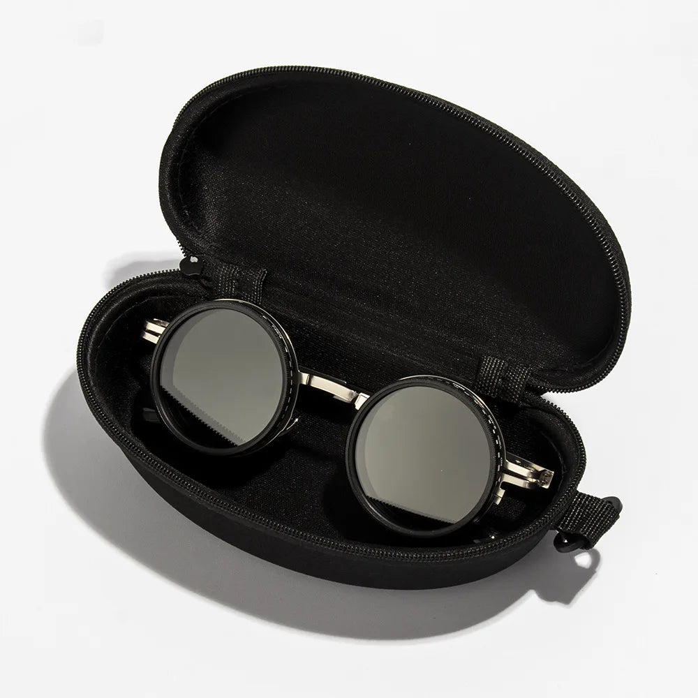 Polarized Round Sunglasses - ND9 Adjustable Dimming Retro Punk Fishing Eyewear UV400