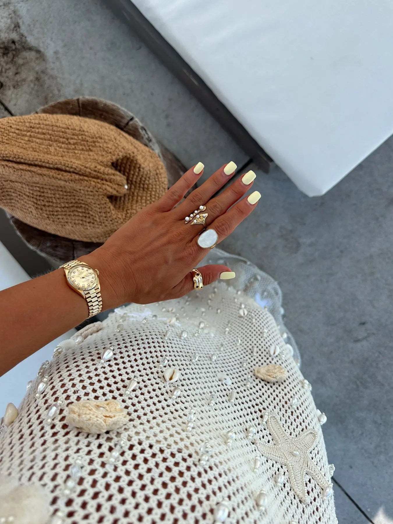 Women's Summer Pearl Crochet Dress knitting Sleeveless Halter Lace Up Patchwork Long Dress