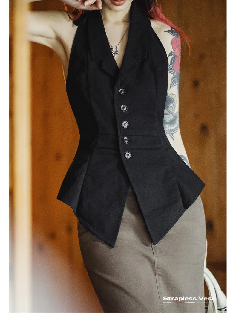 Women's V-Neck Halter Vest - Sleeveless Bodycon Tank Top