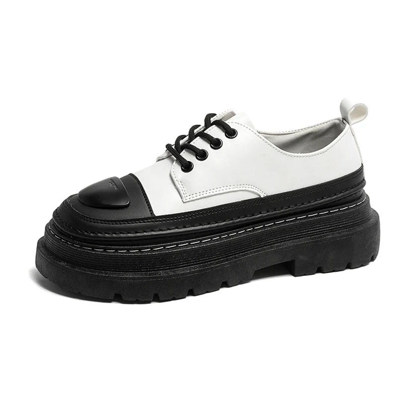 Men's Leather British Style Oxfords Casual Platform Business Loafer Shoes