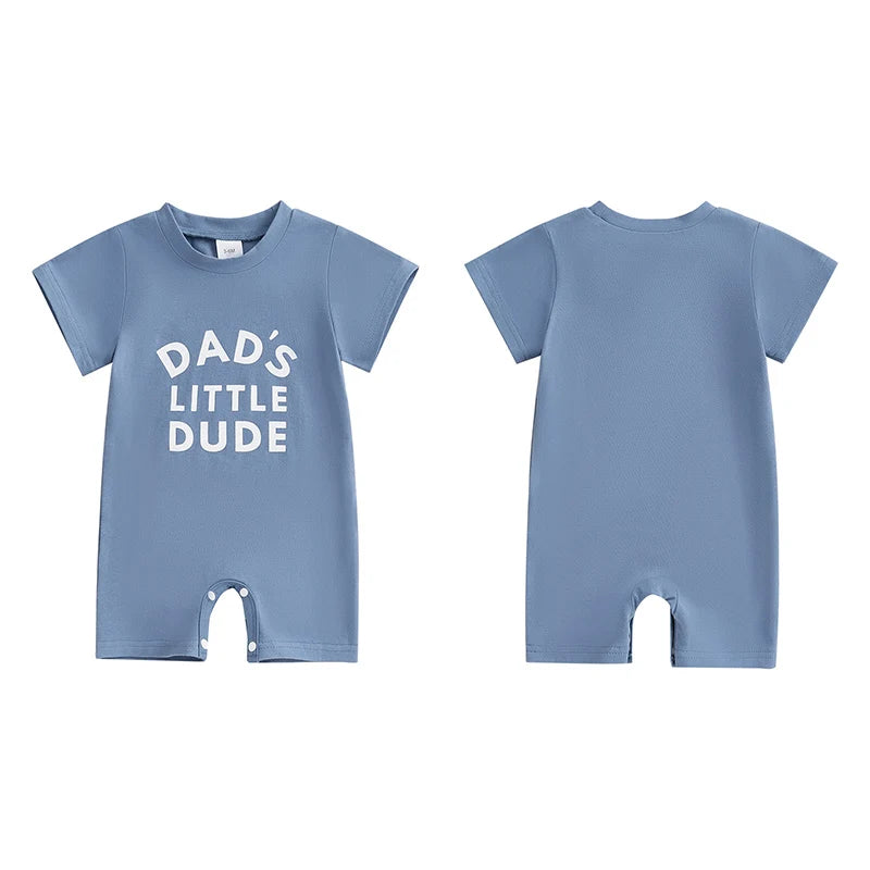 0-18M Casual Baby Boys Rompers Letter Print Short Sleeve Button Summer Bodysuits Jumpsuit