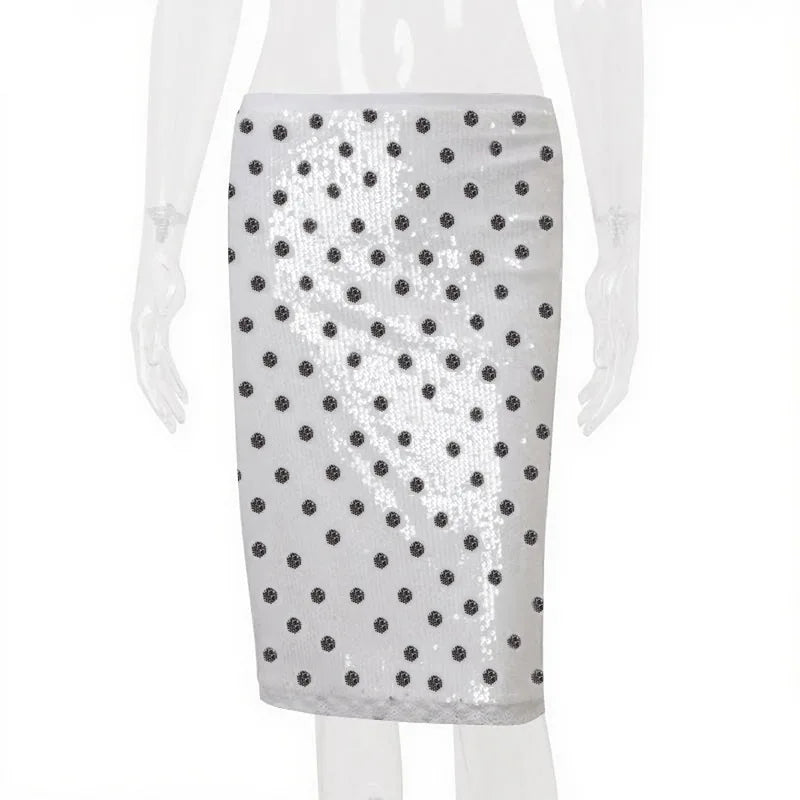 Women's Sequined Dots Lace Trim Y2K Mini Skirt - Low Rise Summer Bottom