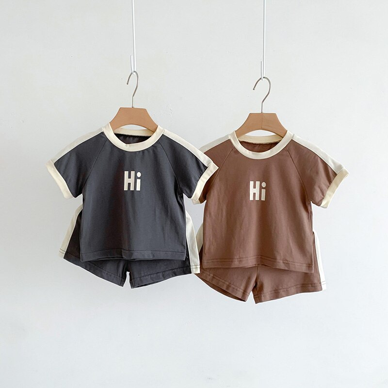 Children's Letter Print T-Shirt and Shorts Outfit Set