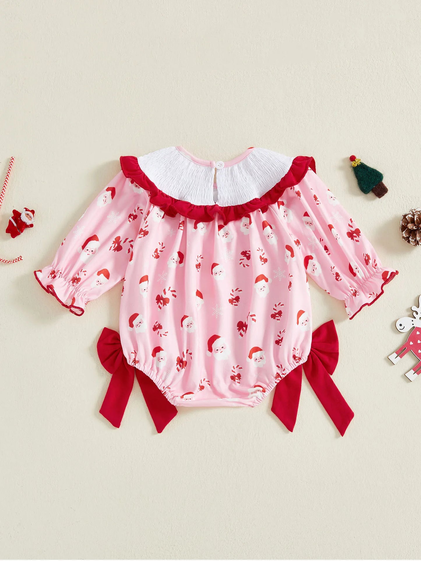 Baby Girls Christmas Letter Embroidered Romper with Bow (0-18M)