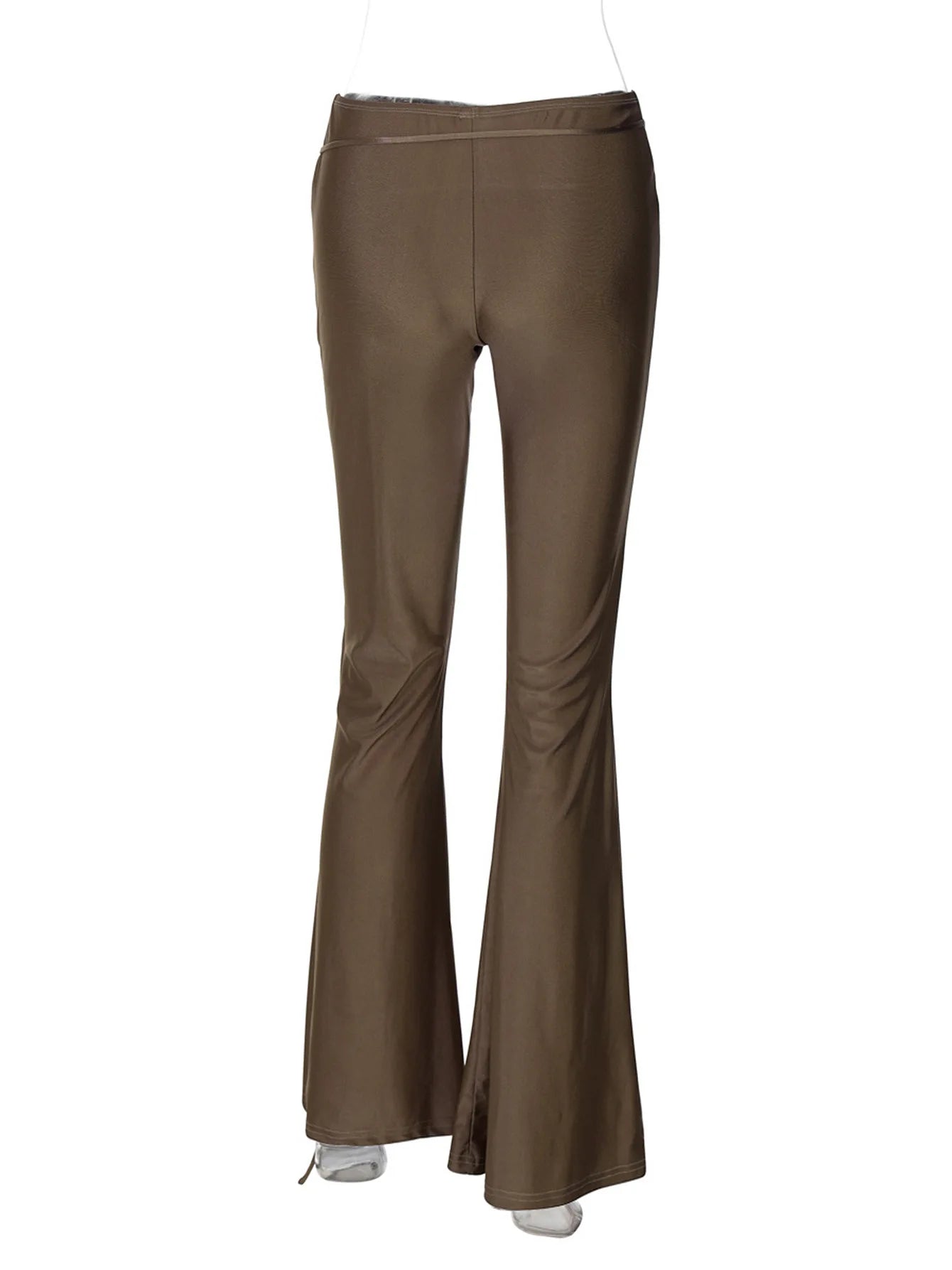 Women's Summer Flared Pants Rave Festival Outfits Slim Fit Low Rise Trousers