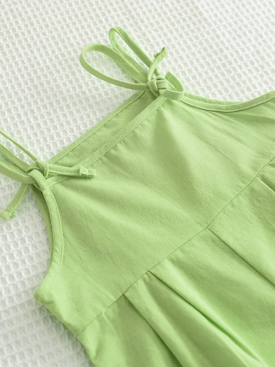 Girls Summer Overalls - Embroidered Flower Sling Cotton Pants