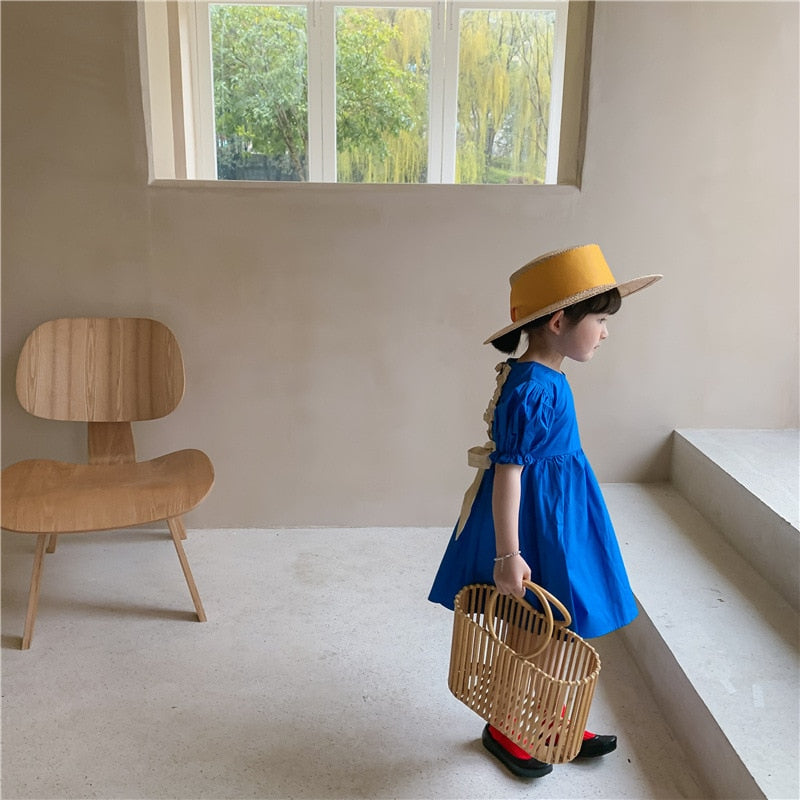 Girl's Blue Bow Tie Princess Dress