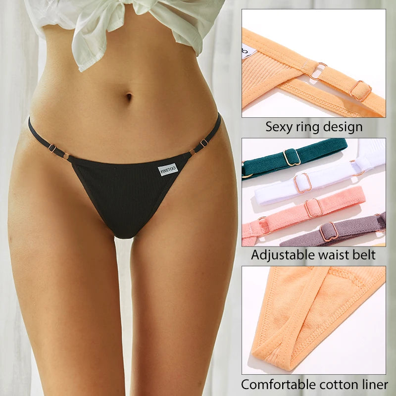 Women's Cotton Thong Set - 3 Pack Low-Rise Bikini Panties