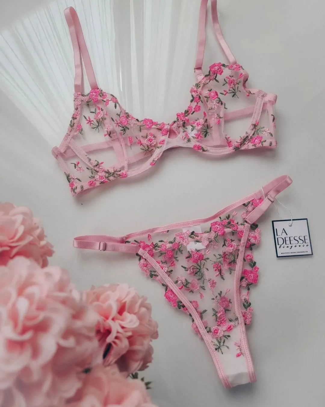 Women's  Floral Transparent Lace Lingerie Set