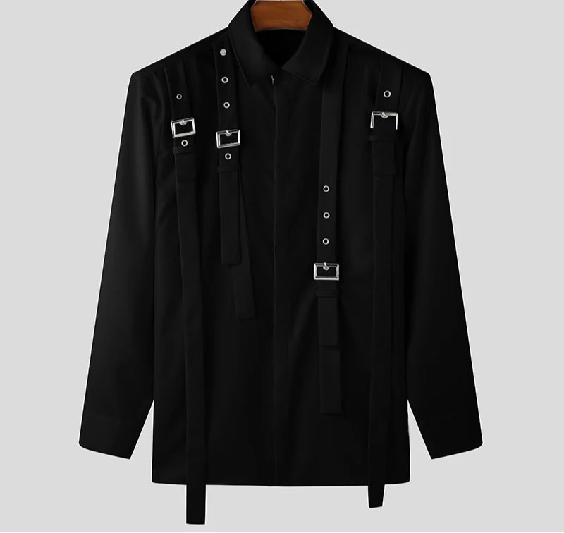 Men's Summer Spring Lace-Up Long Sleeve Oversized Casual Shirt