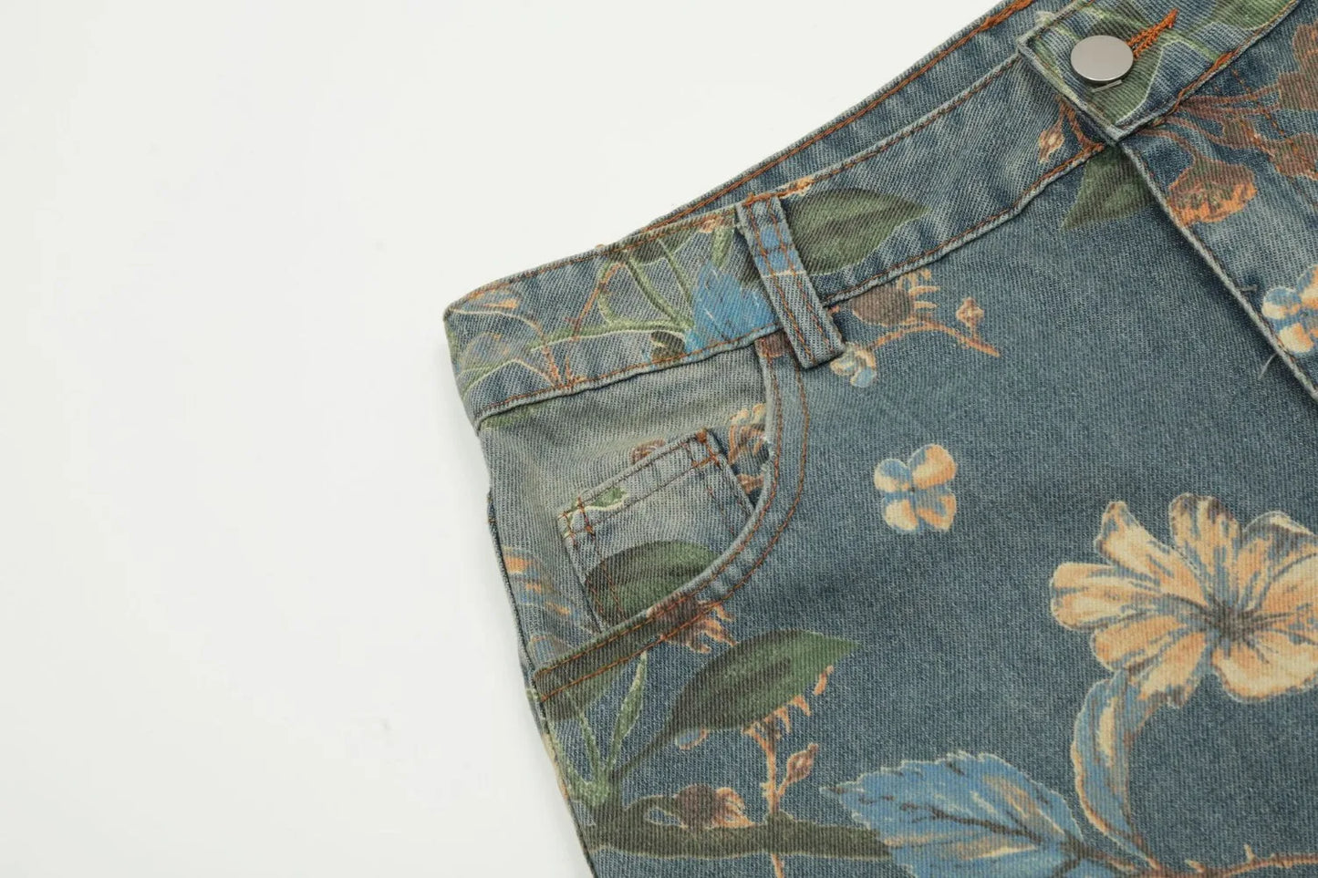 Men's Floral Print Jeans