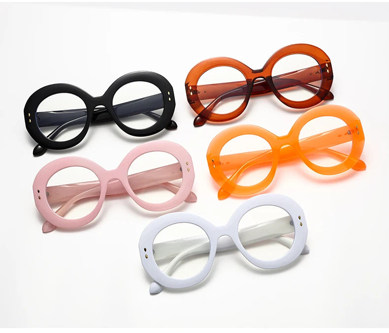 Vintage Oval Fashion Glasses Frame - Women's Retro Anti-Blue Light Eyewear Optical Frames