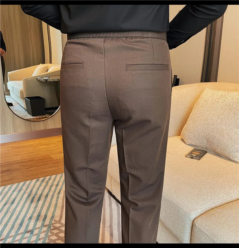 Men's British Style Slim Fit Smart Casual Trousers