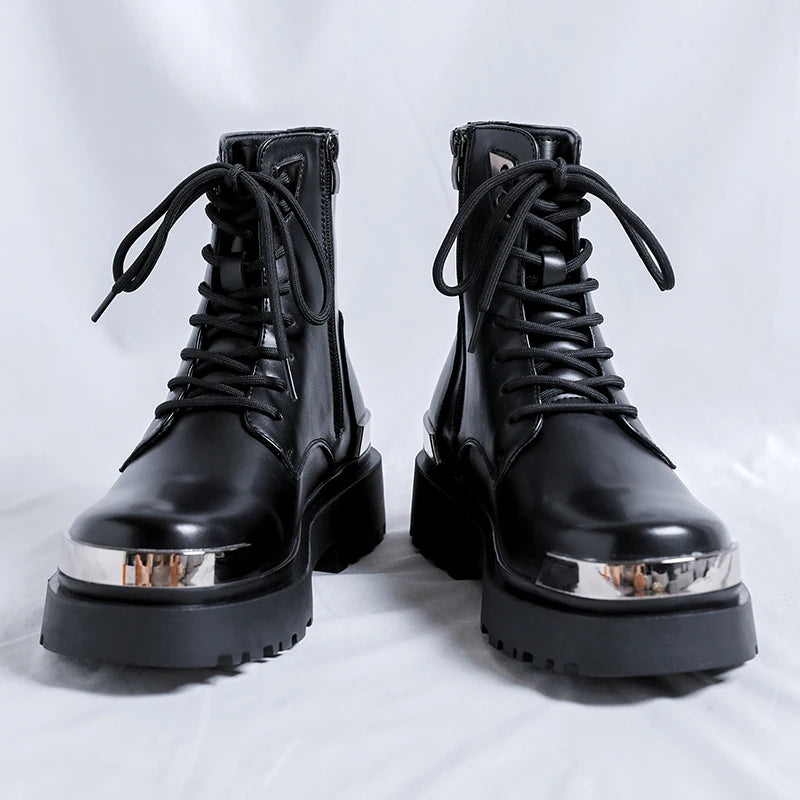 Men's Platform Casual Business Genuine Leather Ankle Boots