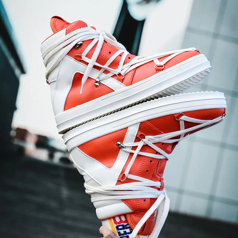 Men's Casual High-top Sports Strap Design Sneakers