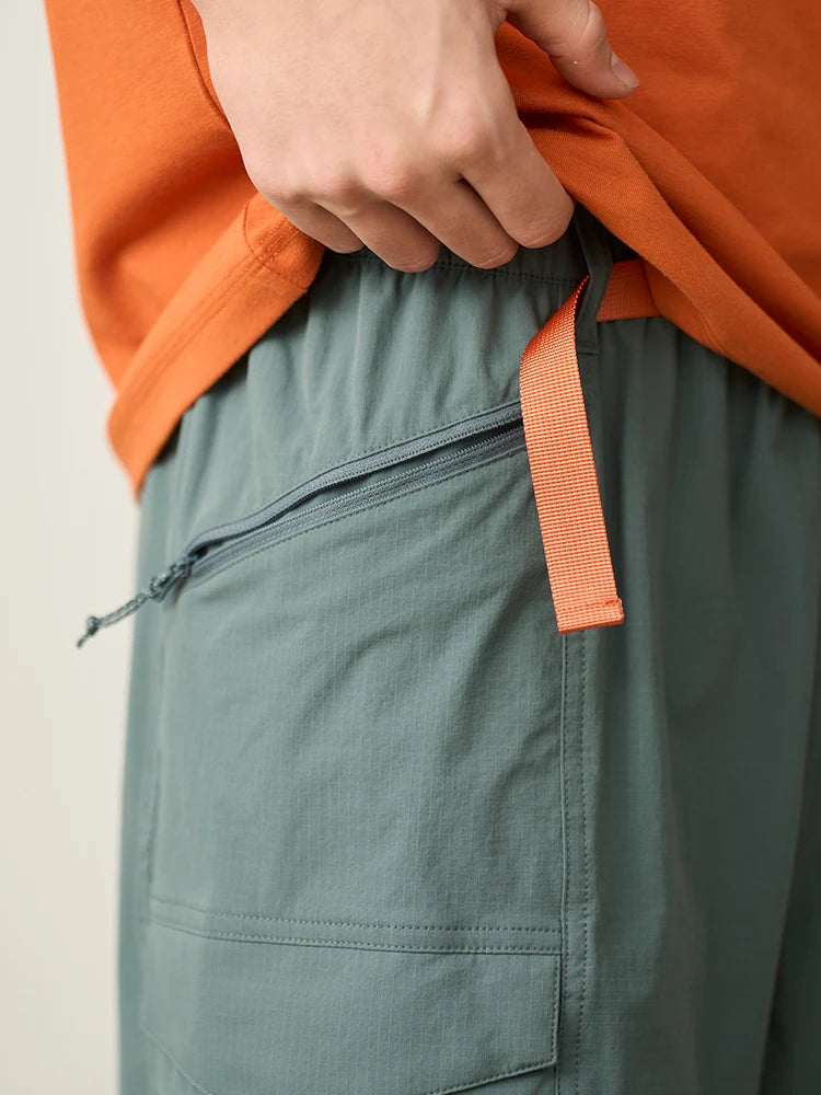 Men's Summer Oversize 145gsm Elastic Quick Dry Fabric Elastic Waist Cargo Shorts