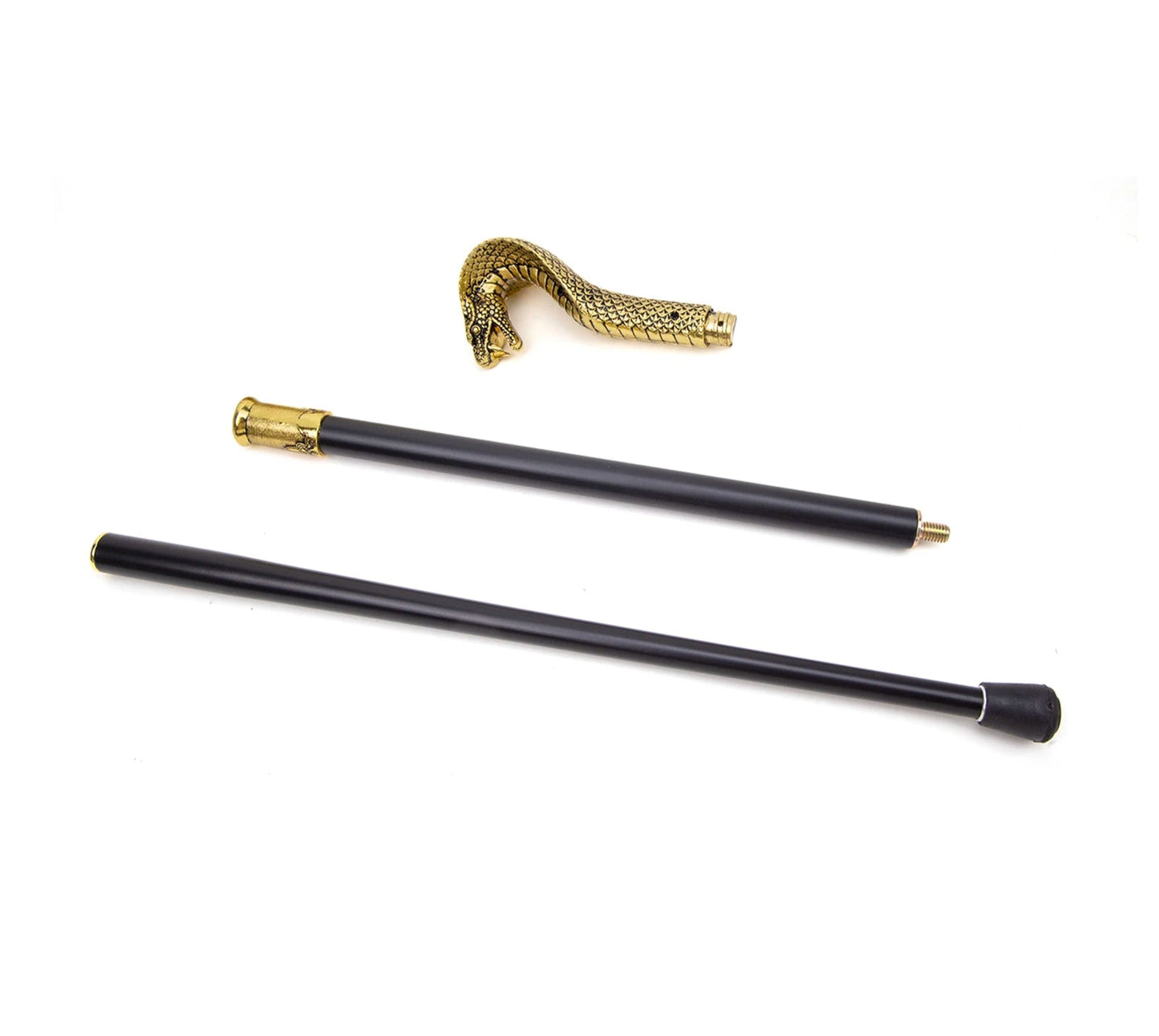 Luxury Snake Handle Walking Stick 93cm - Elegant Gold Black Decorative Cane