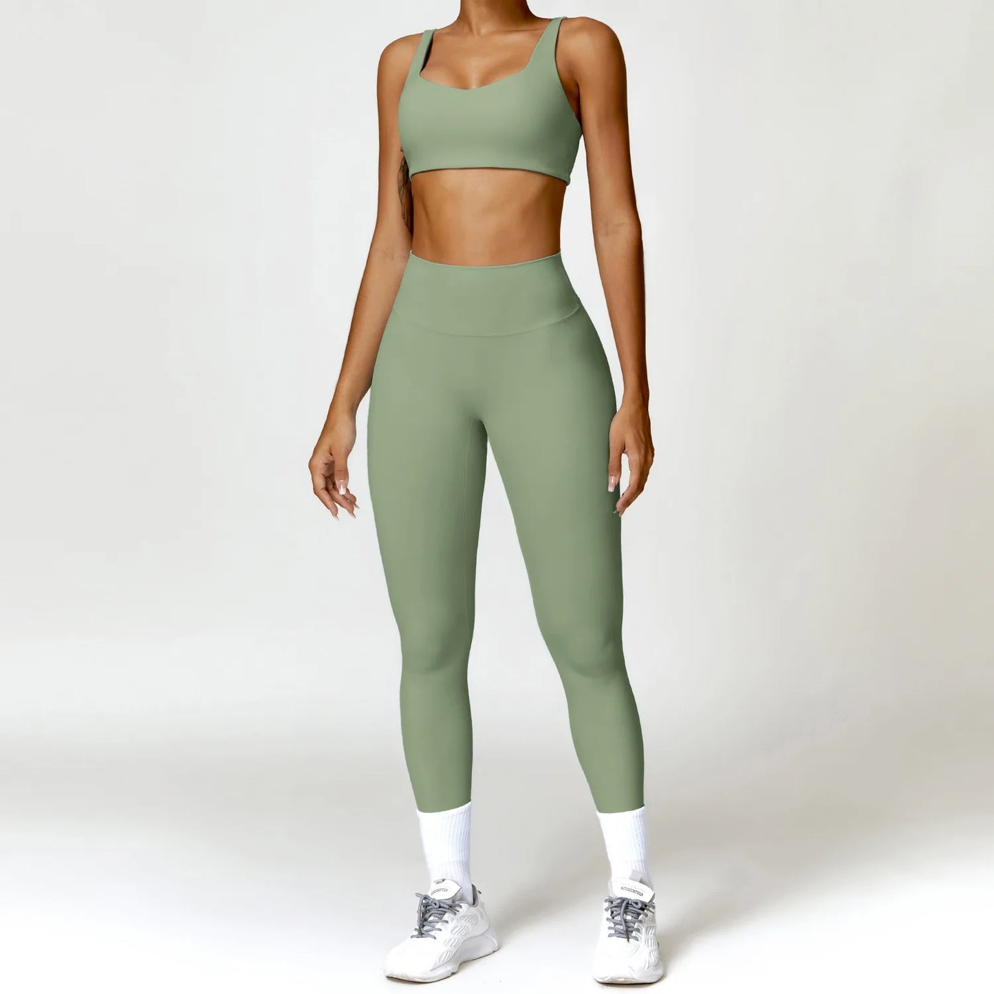 Women's 2 Pcs Yoga  Workout Sportswear Tracksuit Running Fitness Leggings Gym Set