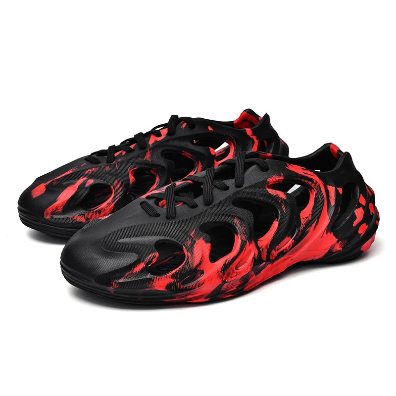 Men's Slippers Camouflage Design Platform Sandals Lace Up Beach Slippers Casual Outdoor Crocs Clogs