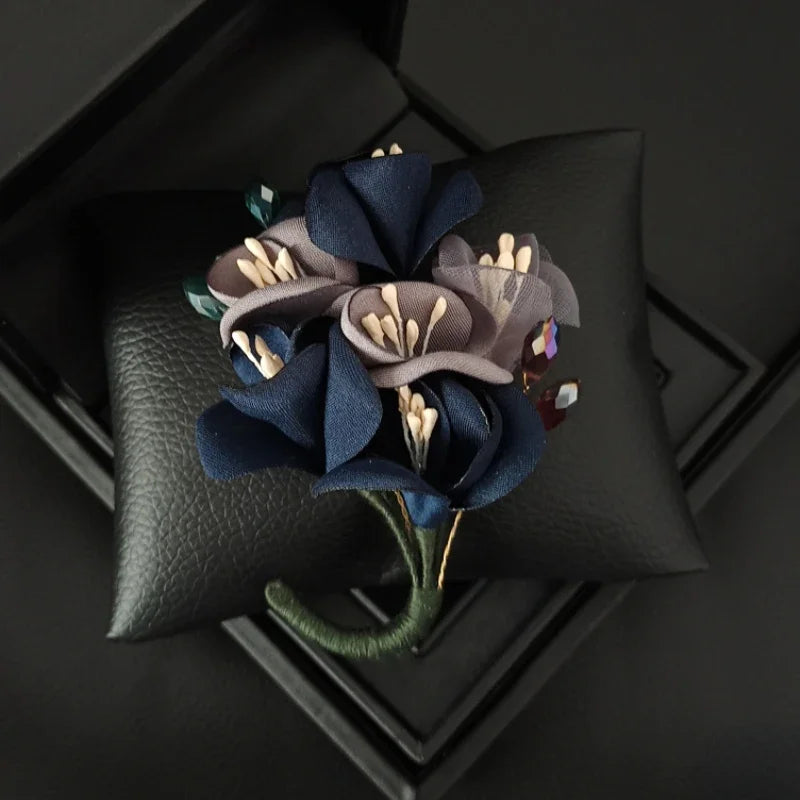 Elegant Fabric Flower Brooch Pin - Handmade Corsage for Women
