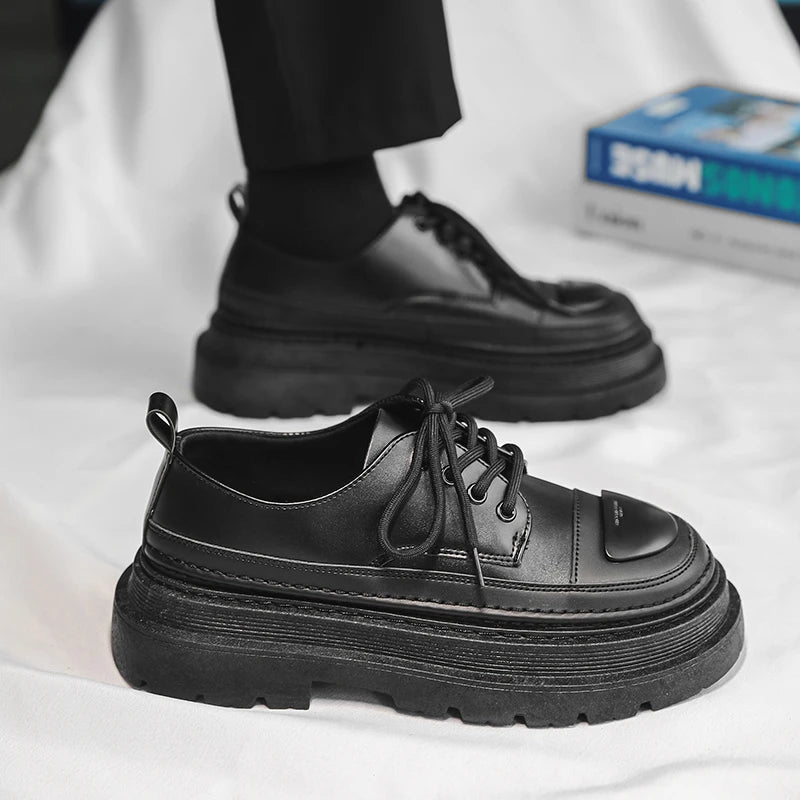 Men's Leather British Style Oxfords Casual Platform Business Loafer Shoes