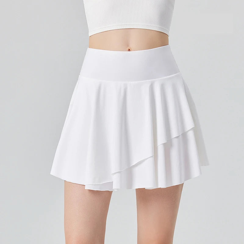Women's High Waist Tennis Skirt with Built-in Shorts - Quick Dry Athletic Skort