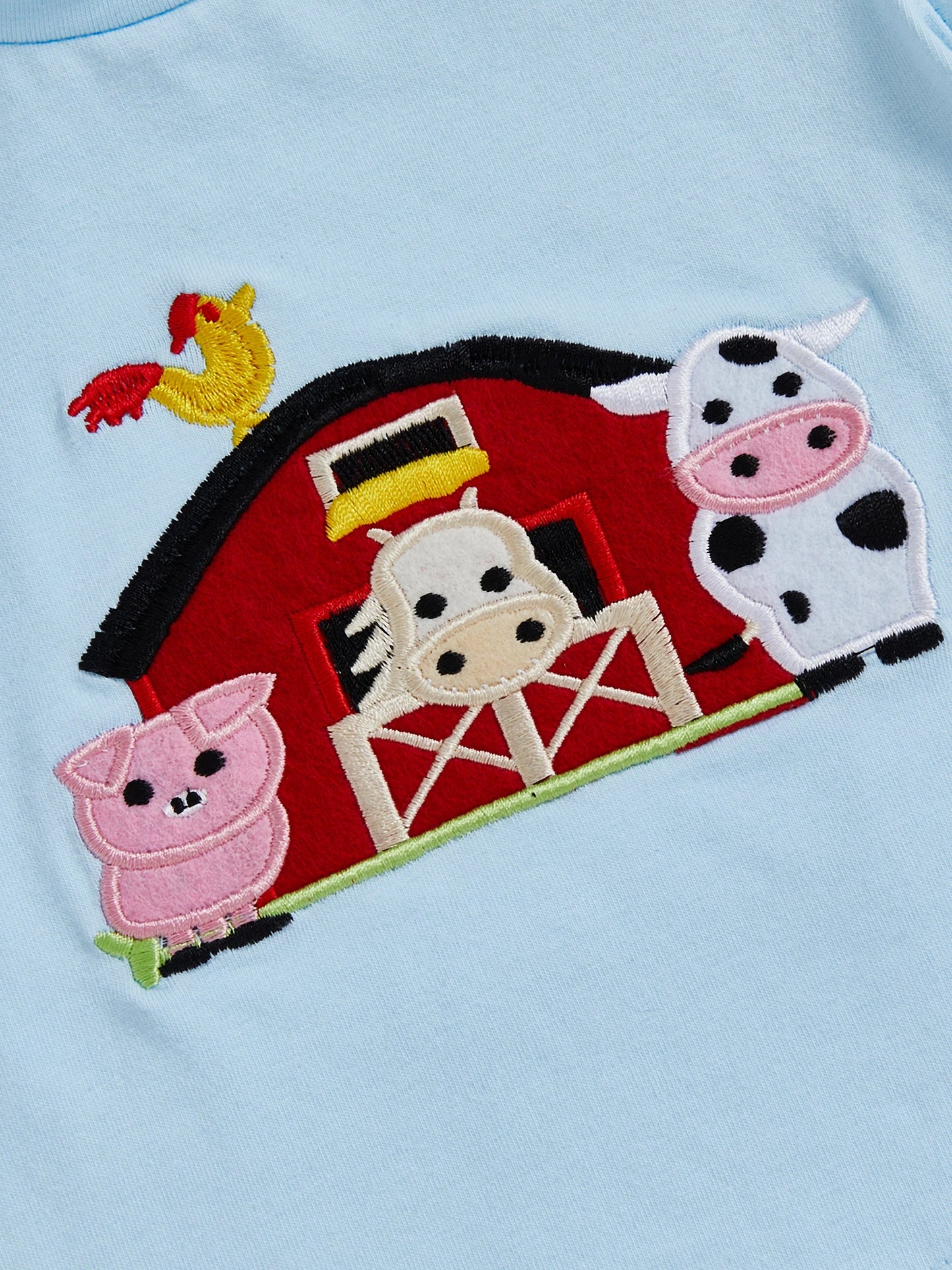 Infant Baby Boys Summer Outfit Set - Farm Animal Embroidery T-Shirt & Shorts (0-3Y)
