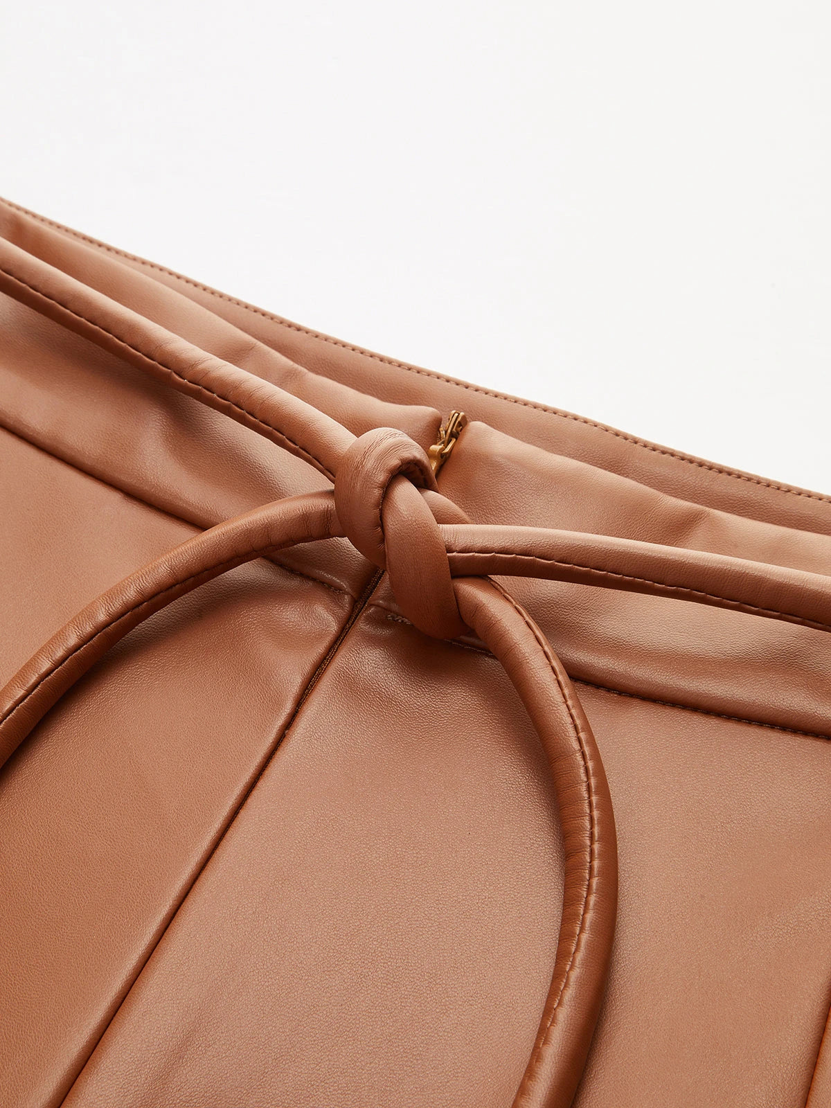 Women's Pleated Faux Leather Wide Leg Shorts with Belt - Office & Casual Wear