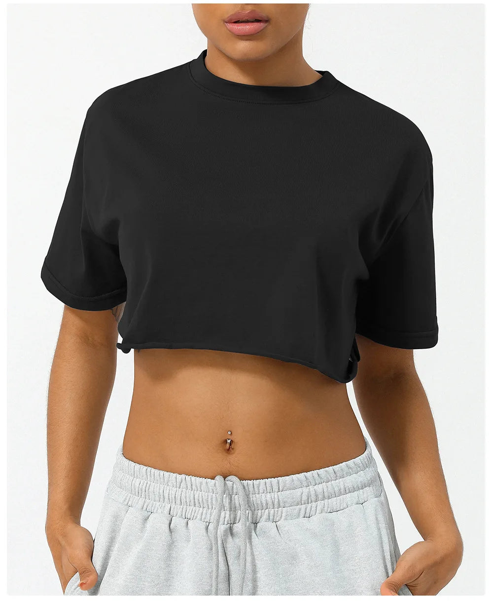 Women's Short Sleeve Yoga Summer Gym Crop Top Breathable Quick Dry Running Blouse Workout Top