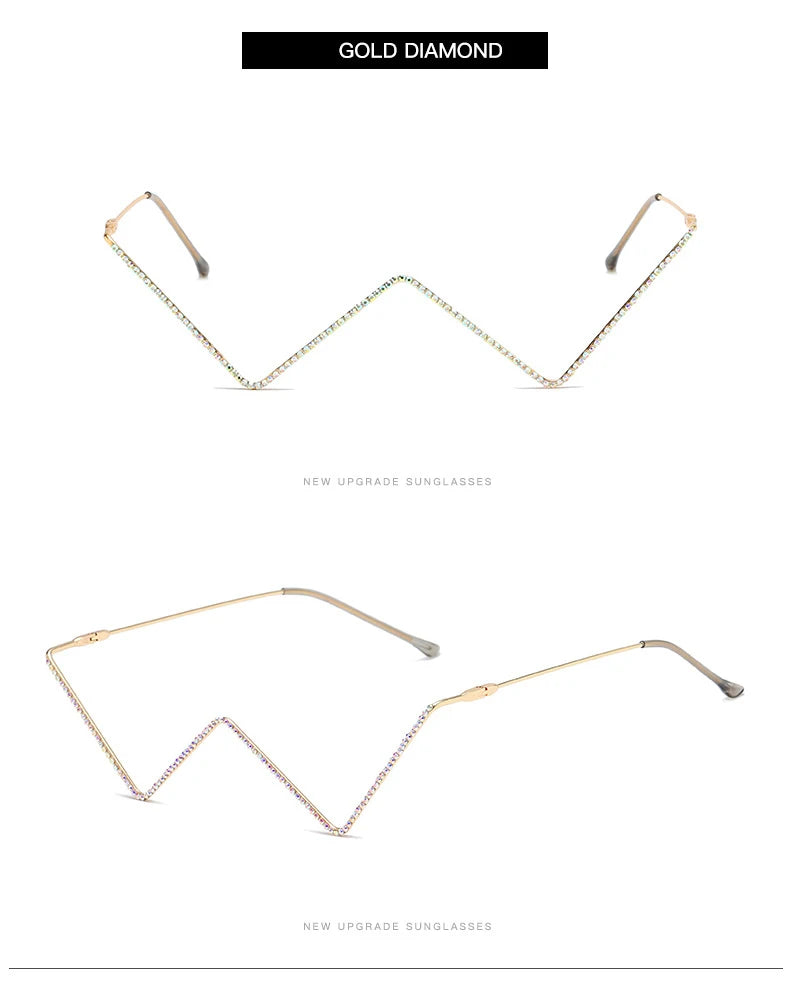 W-Shaped Rhinestone Glasses Frame - Fashion Decorative Eyewear for Women