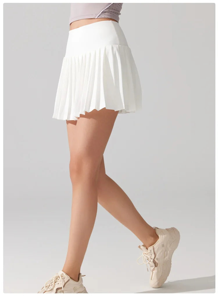 Women's 2-in-1 Tennis Skirt - Pleated Quick Dry Sports Skirt with Pockets