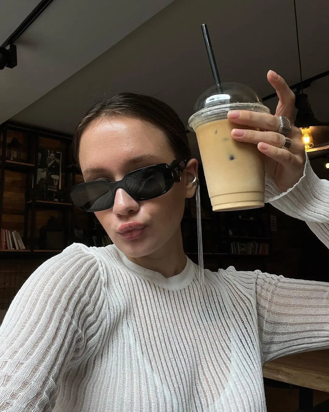 Women's Elegant Striped See Through Long Sleeve Top