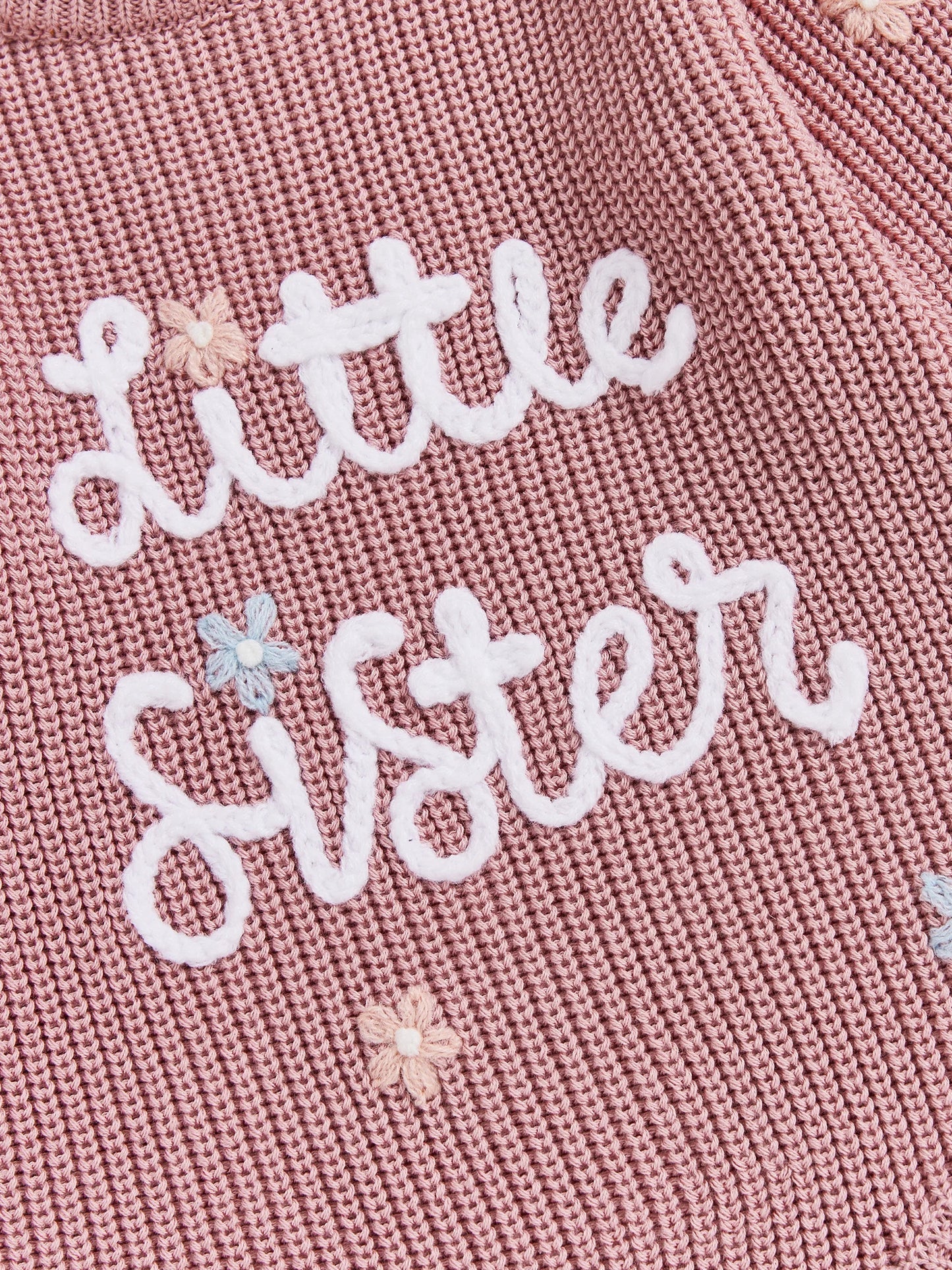 Newborn Baby Sweater Romper - Letter Floral Embroidery Round Neck Knit Jumpsuit